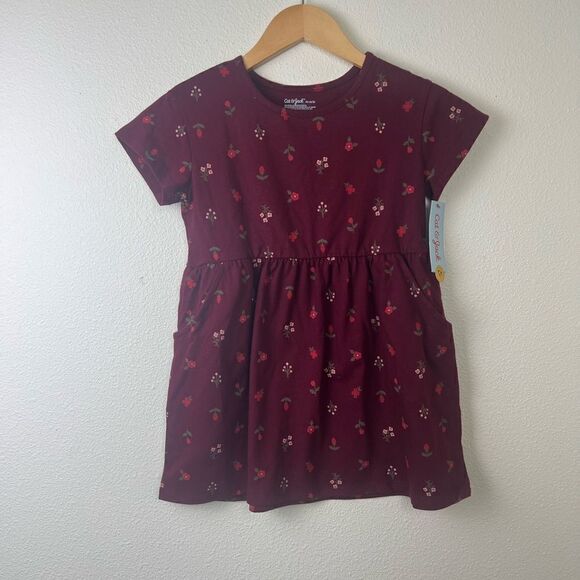 Cat & Jack Relaxed Fit Girl Flowers print dress XS (4-5) - Picture 1 of 4